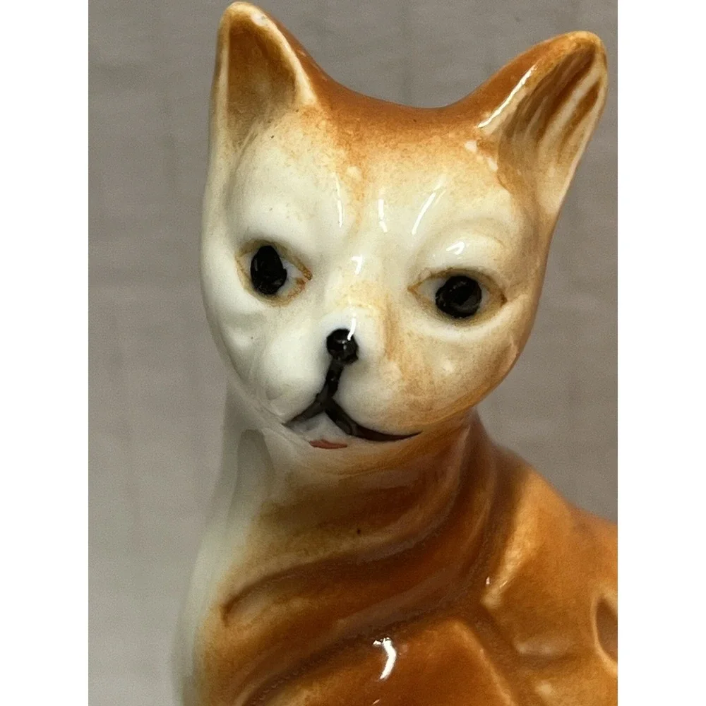 Vintage Orange Tabby Cat Figurine Porcelain Ceramic Feline Kitty‎ Cat 3.5